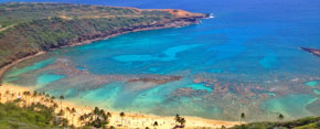 view from above hanauma bay nature preserve in oahu hawaii