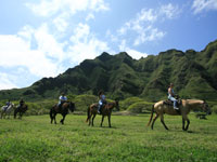 horseback riding in oahu at Kualoa Ranch Hawaii