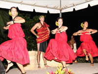 hula dancers at kualoa ranch in oahu hawaii